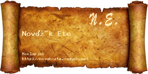 Novák Ete névjegykártya